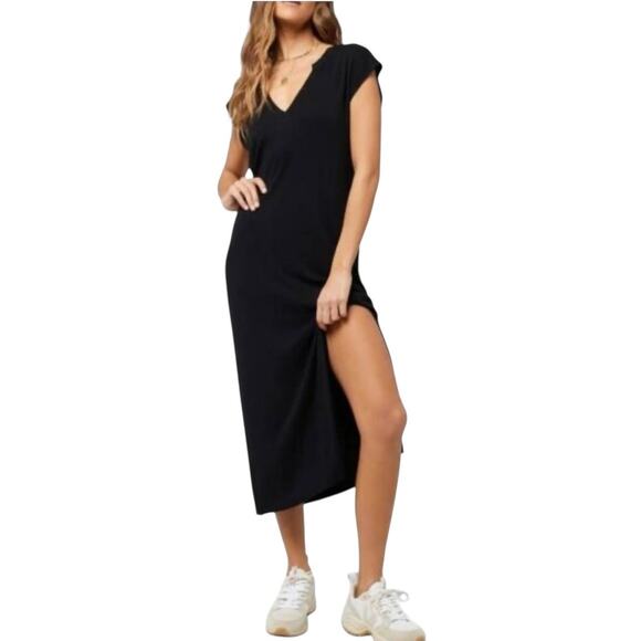 NWT! L*Space Robyn Ribbed Black Midi Stretchy Tank Dress - Size Small - Picture 3 of 11